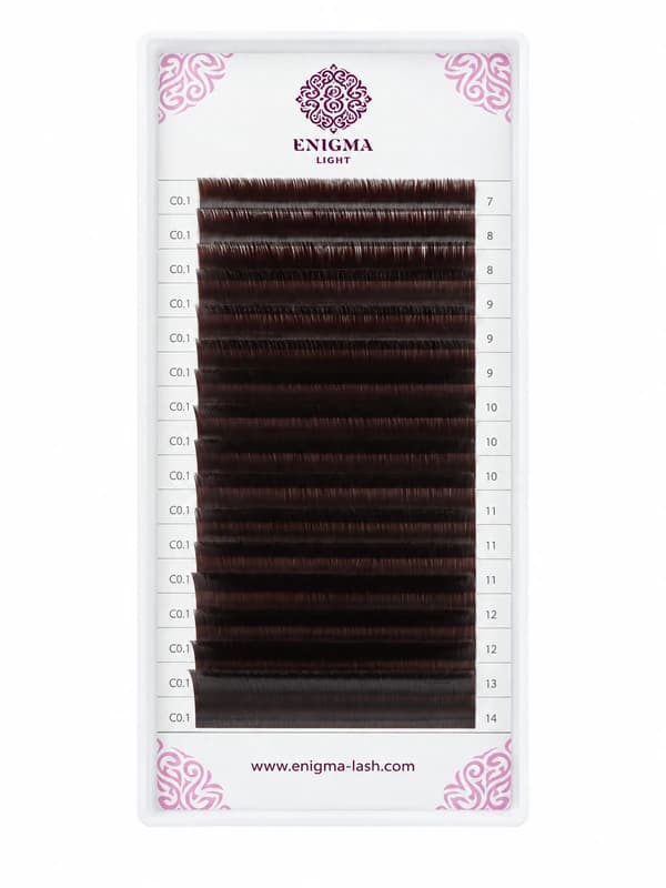 Коричневые ресницы Enigma light, 16 линий